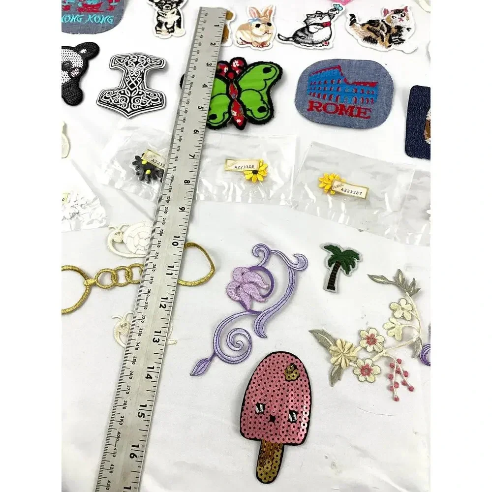 45PC Assorted Sewing Applique‎ Patches Iron on Sew On NEW Mixed Sequin Crafting